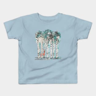 Tree Forest and deer watercolor effect Kids T-Shirt